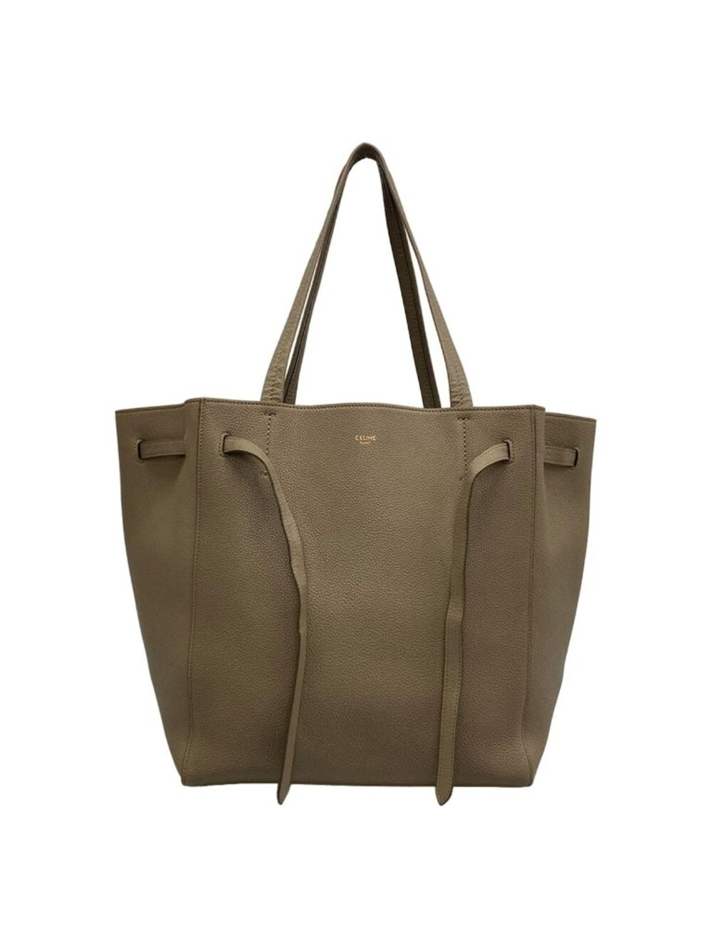 Celine Tote Bag Cabas Phantom Small with Belt Gray Beige Leather